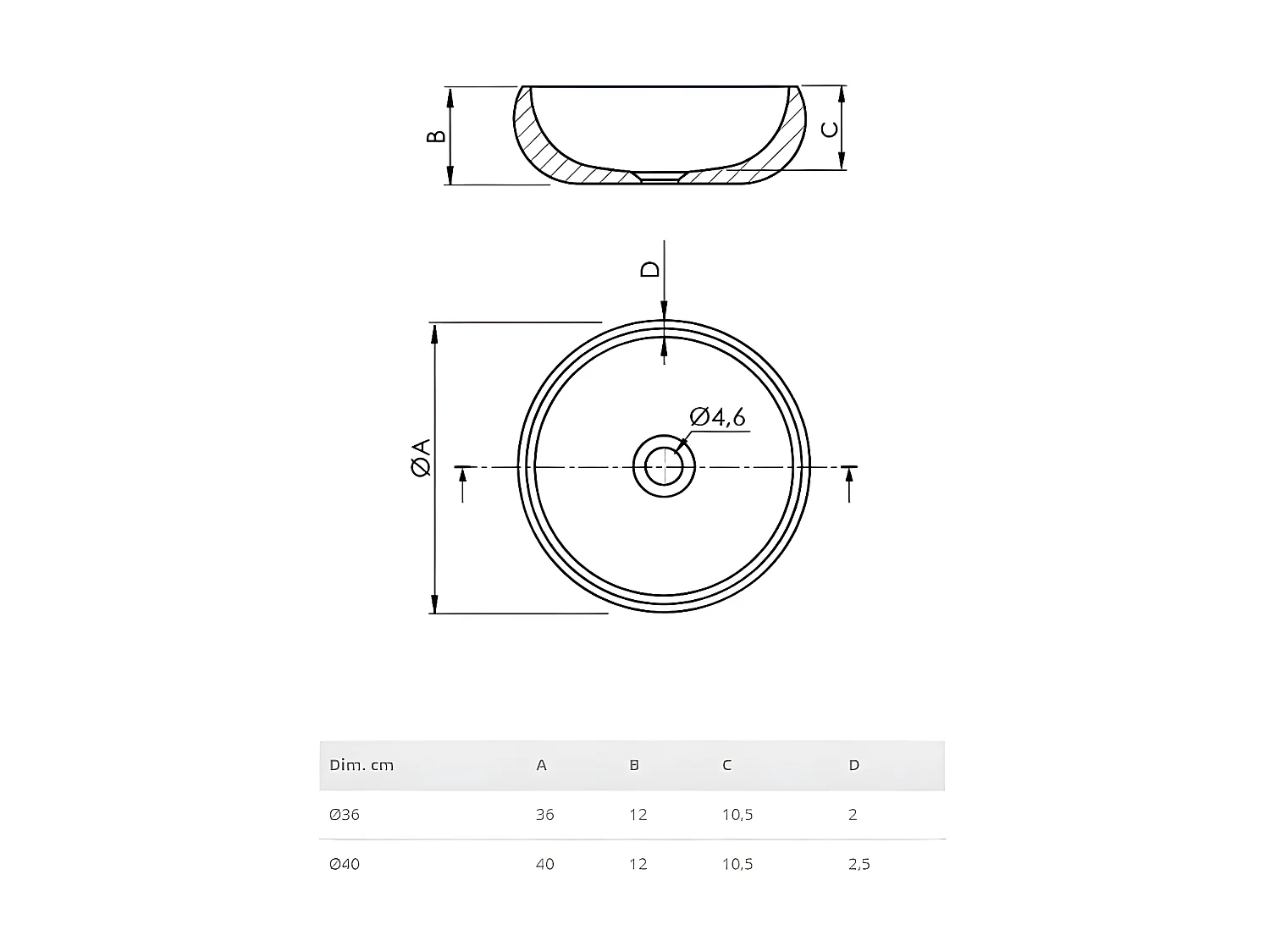 Vasque à poser ronde en pierre de synthèse RONDO Ø40 cm