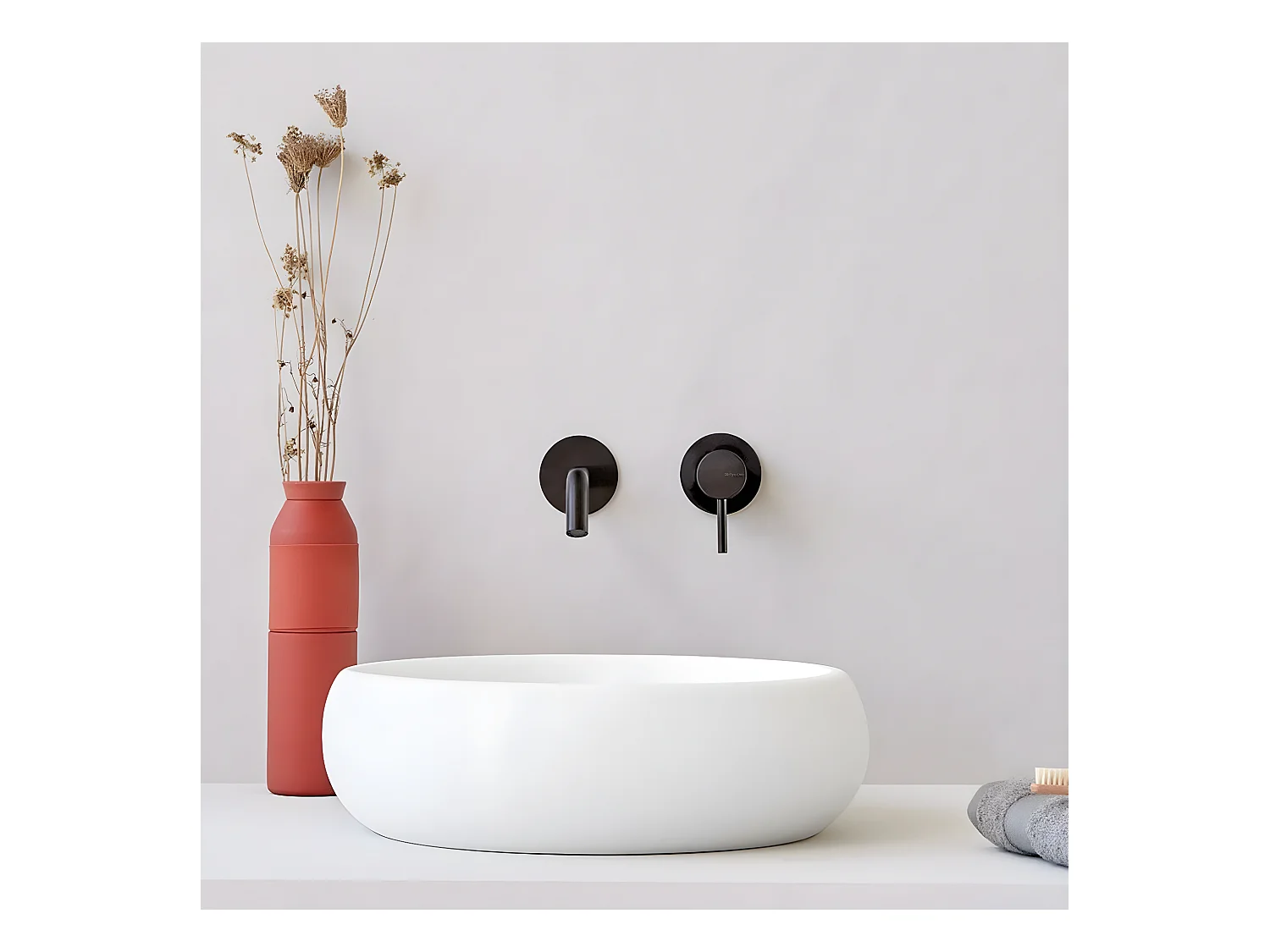 Vasque à poser ronde en pierre de synthèse RONDO Ø36 cm