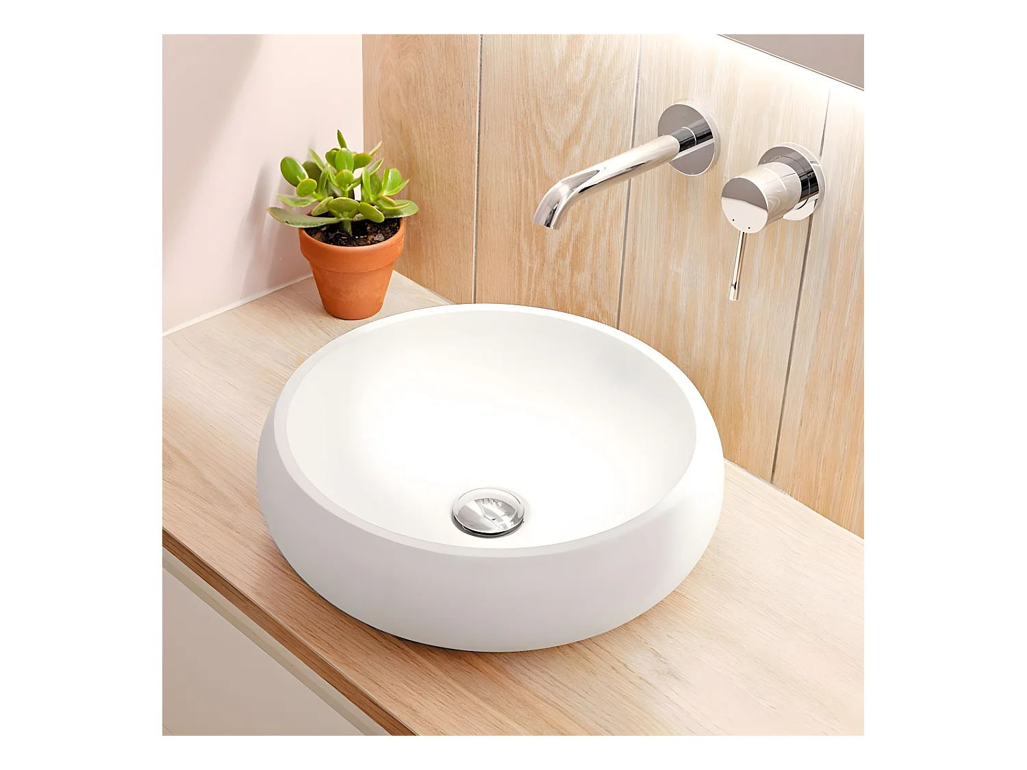 Vasque à poser ronde en pierre de synthèse RONDO Ø36 cm