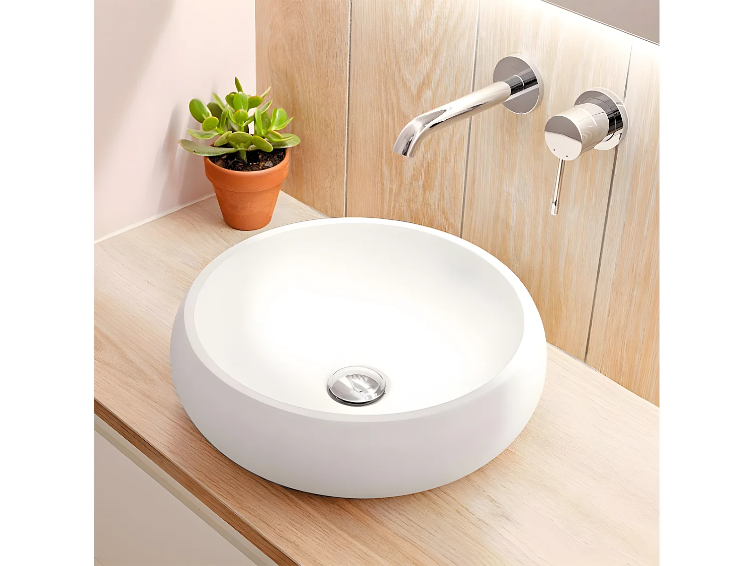 Rundes Aufsatzwaschbecken aus Kunststein RONDO Ø36 cm