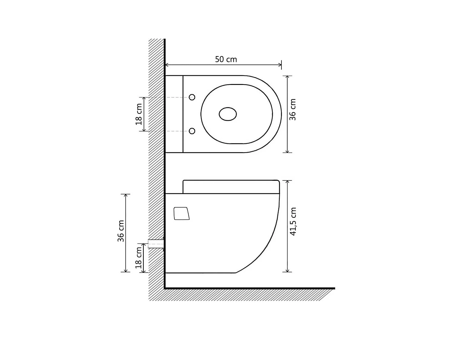 Wc suspendu céramique de noire 36 x 50 x 41.5 cm 02_0003572