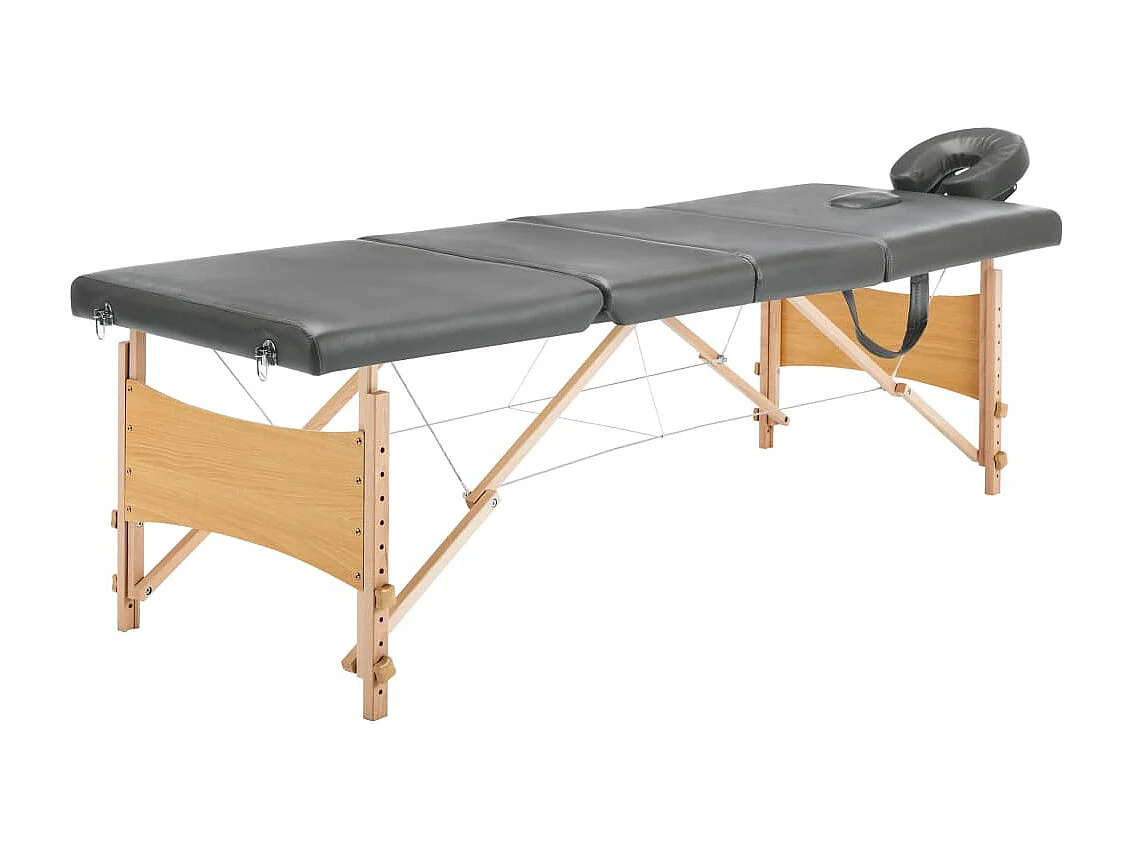 Camilla de masaje con 4 zonas estructura de madera banco de masaje reposacabezas reposabrazos ajustable camilla de masaje plegable portátil antracita 02_0001802