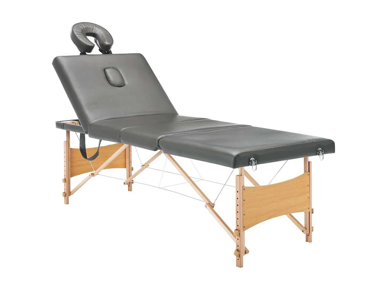 Camilla de masaje con 4 zonas estructura de madera banco de masaje reposacabezas reposabrazos ajustable camilla de masaje plegable portátil antracita 02_0001802
