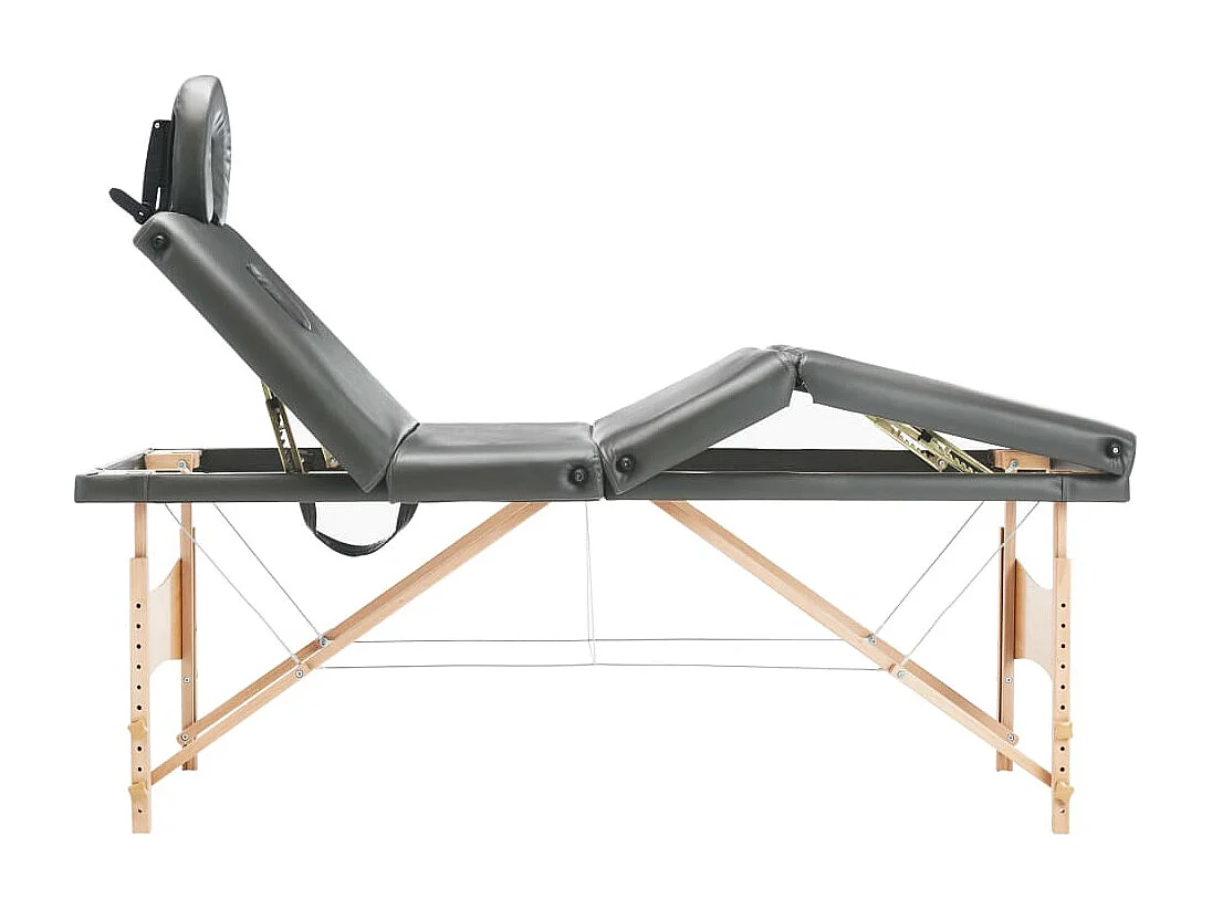 Camilla de masaje con 4 zonas estructura de madera banco de masaje reposacabezas reposabrazos ajustable camilla de masaje plegable portátil antracita 02_0001802