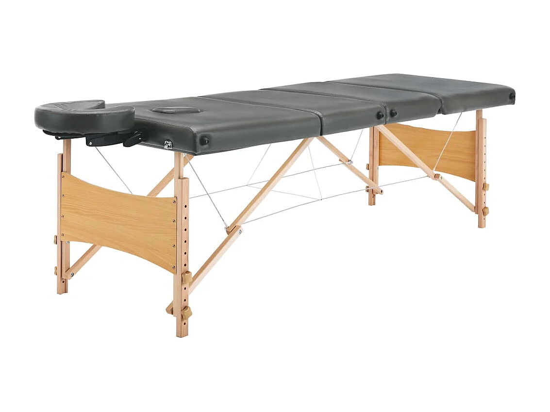 Camilla de masaje con 4 zonas estructura de madera banco de masaje reposacabezas reposabrazos ajustable camilla de masaje plegable portátil antracita 02_0001802