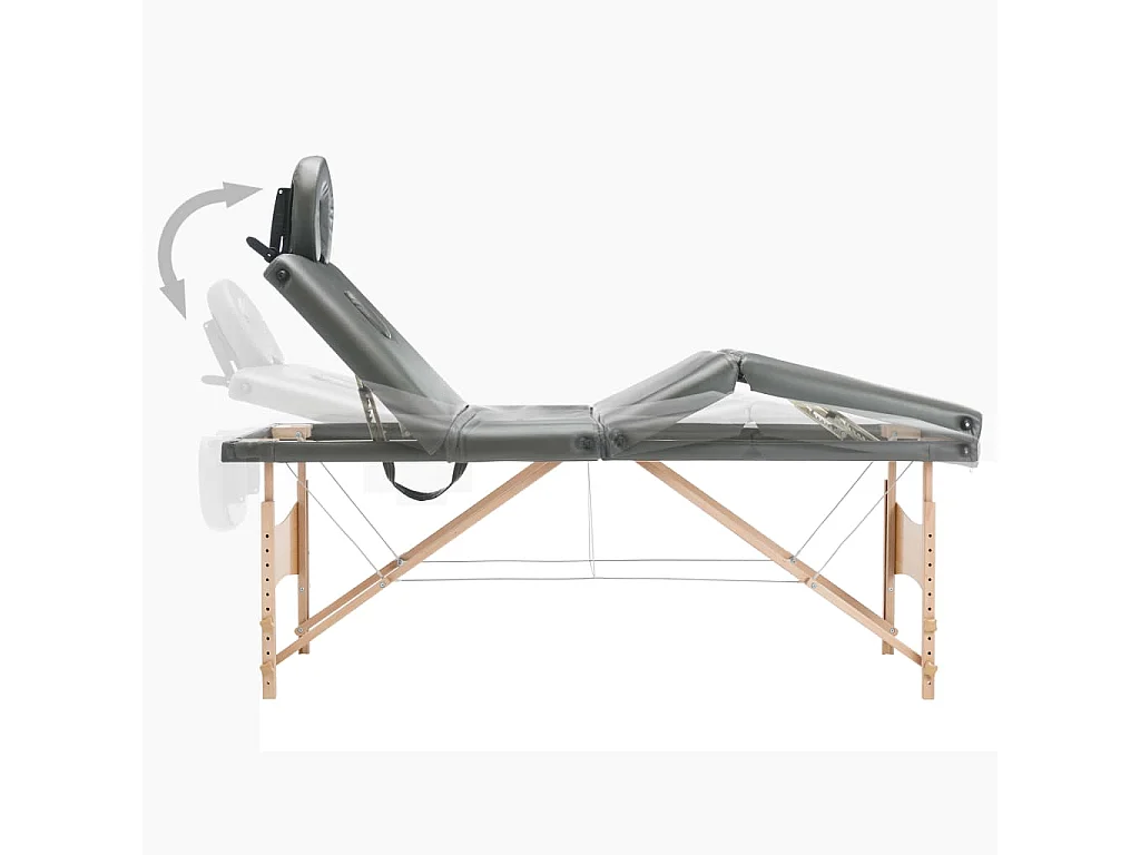 Camilla de masaje con 4 zonas estructura de madera banco de masaje reposacabezas reposabrazos ajustable camilla de masaje plegable portátil antracita 02_0001802
