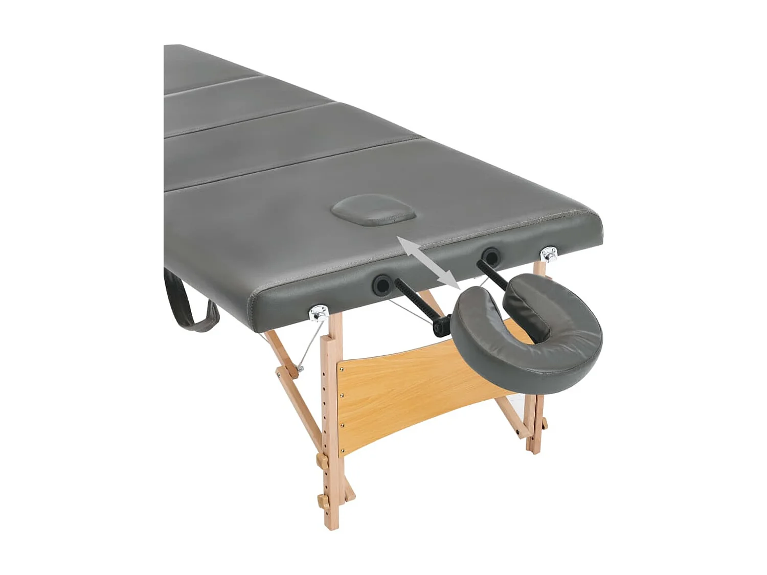 Camilla de masaje con 4 zonas estructura de madera banco de masaje reposacabezas reposabrazos ajustable camilla de masaje plegable portátil antracita 02_0001802
