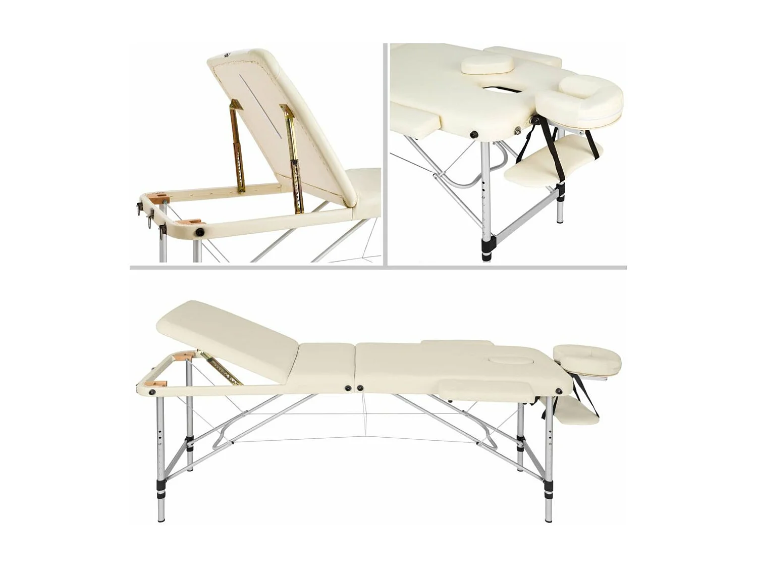 Camilla de Masaje Plegable 3 Zonas Aluminio Portátil + Funda Beige 2008139