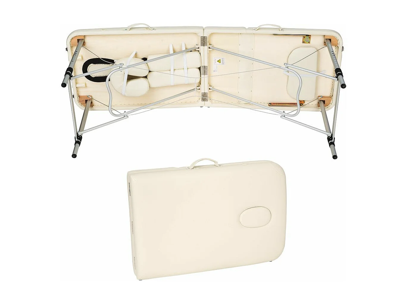 Camilla de Masaje Plegable 3 Zonas Aluminio Portátil + Funda Beige 2008139