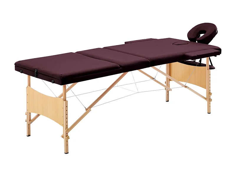 Mesa de massagem dobrável 3 zonas madeira vinho roxo 02_0001839