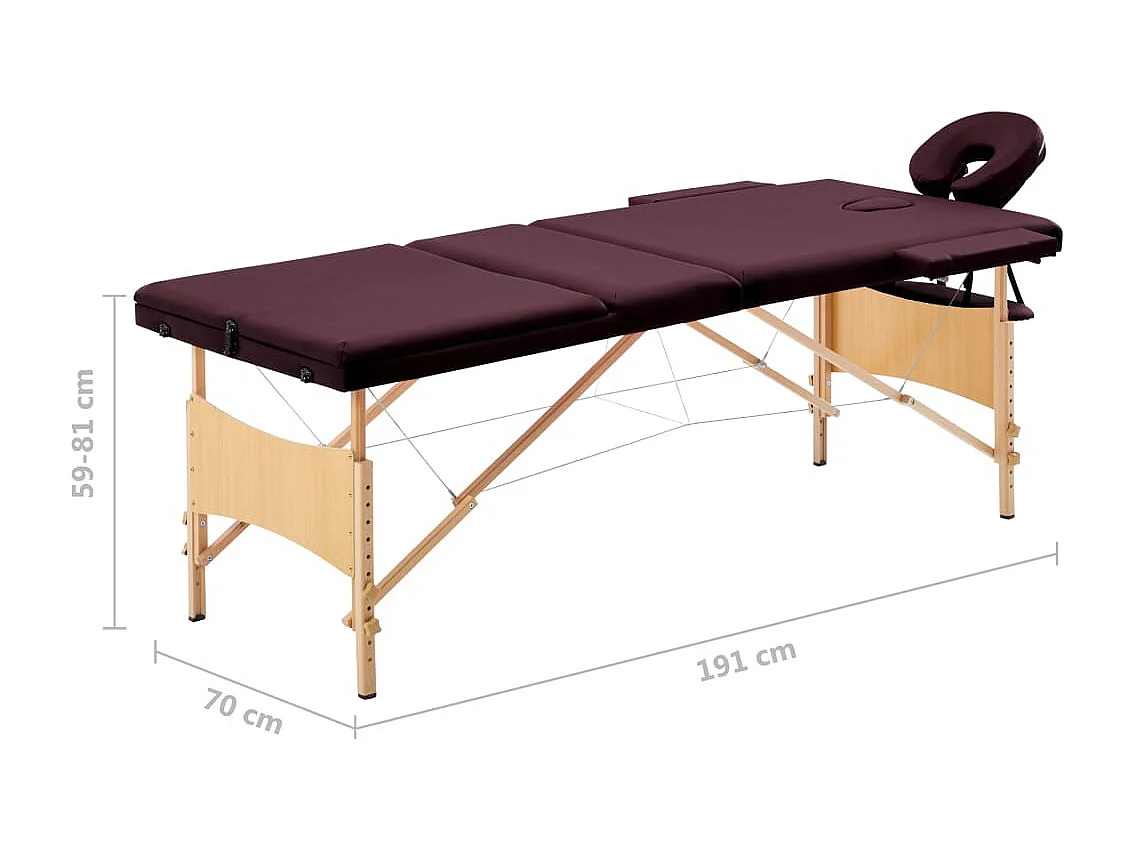Table de massage pliable bois marron 191 x 70 x 59 cm 02_0001839