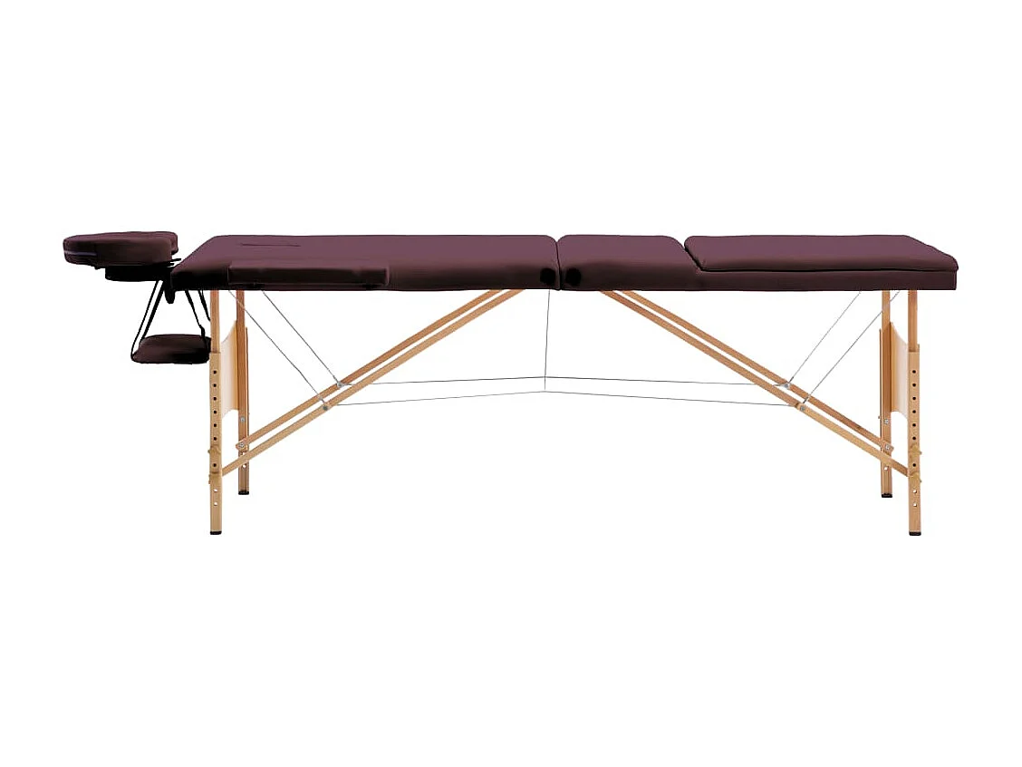 Camilla de masaje plegable 3 zonas madera vino morado 02_0001839