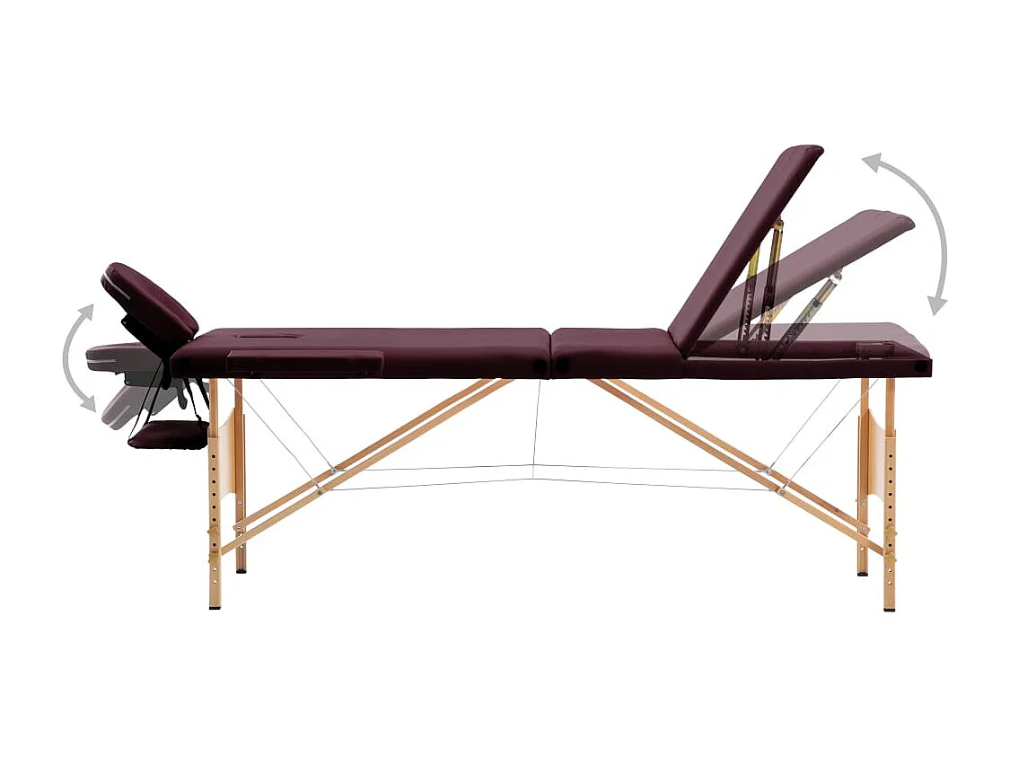 Camilla de masaje plegable 3 zonas madera vino morado 02_0001839