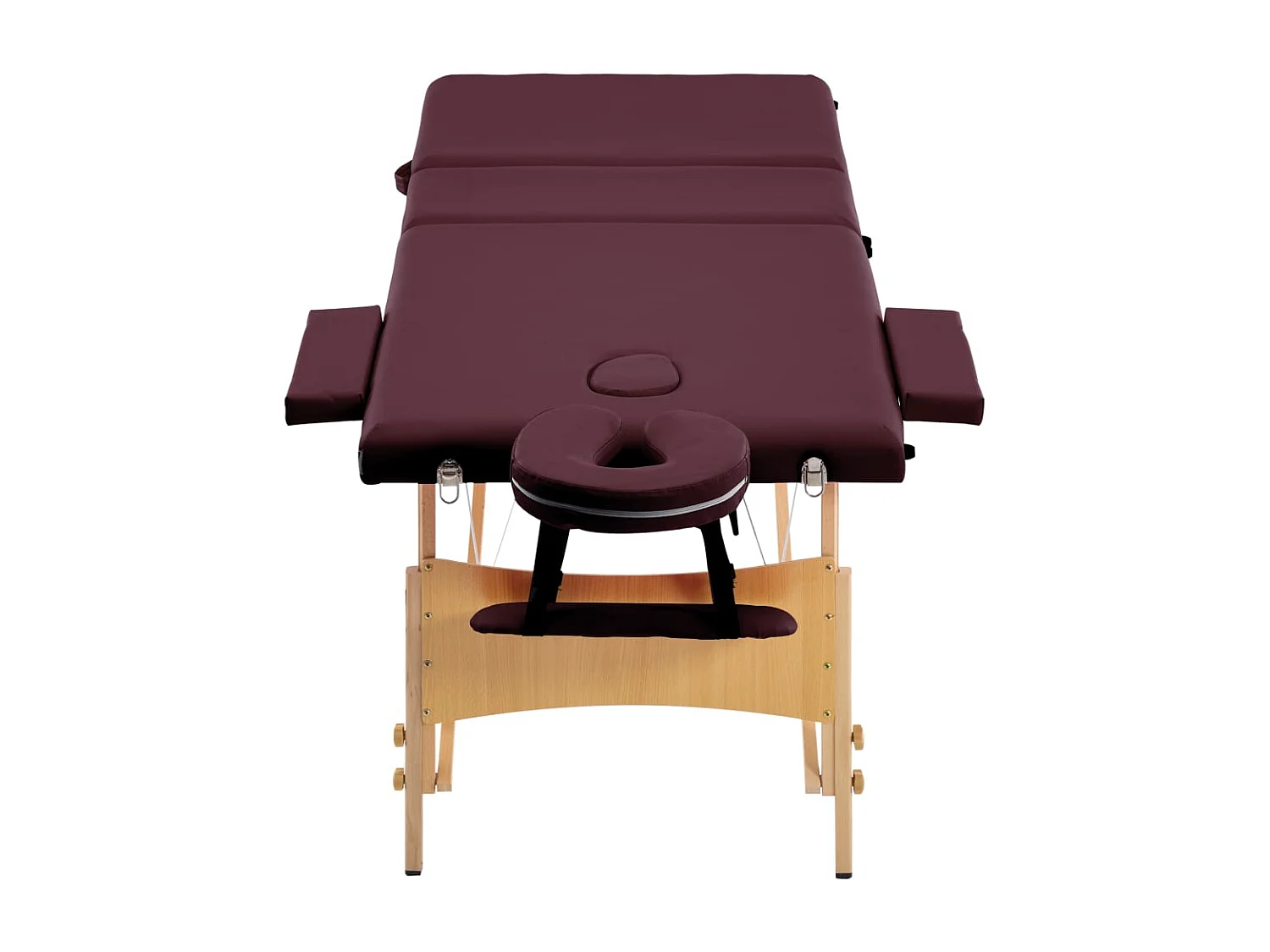 Camilla de masaje plegable 3 zonas madera vino morado 02_0001839