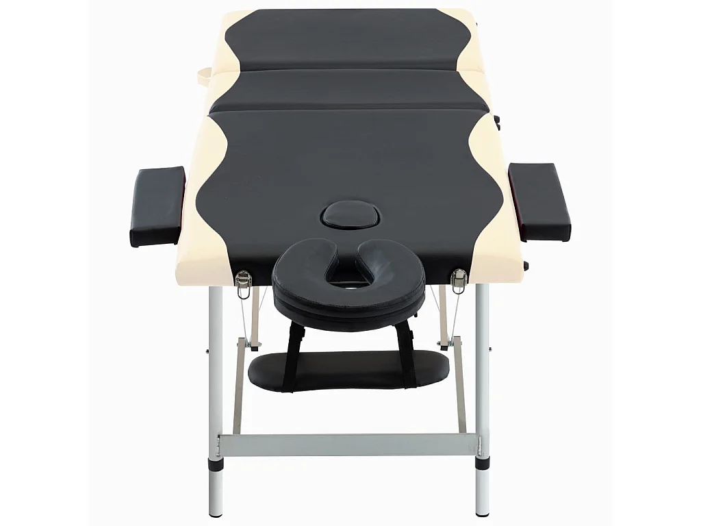 Camilla de masaje plegable de 3 zonas en acero inoxidable negro y beige 02_0001821