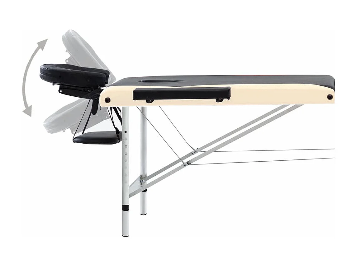 Camilla de masaje plegable de 3 zonas en acero inoxidable negro y beige 02_0001821
