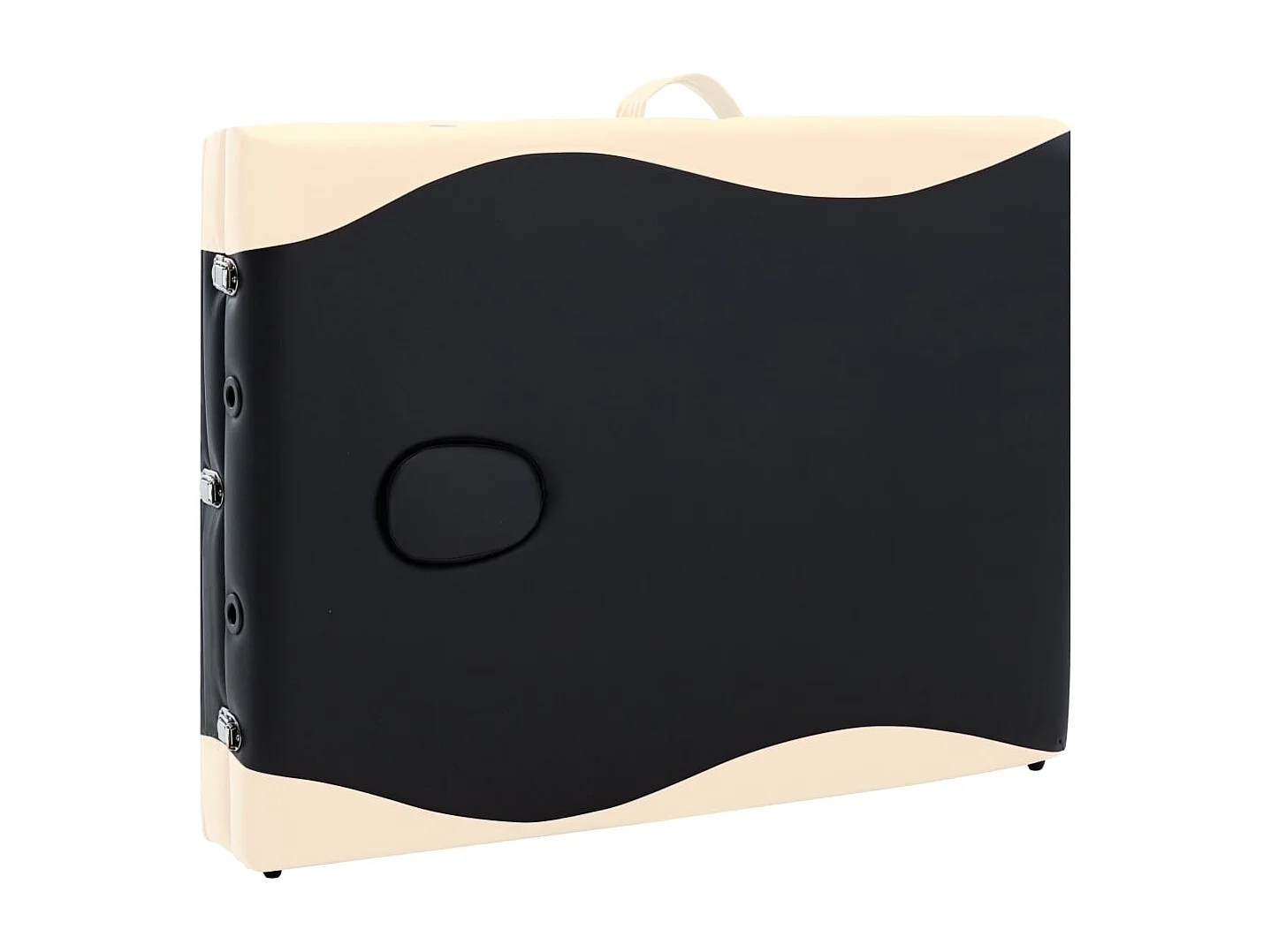 Camilla de masaje plegable de 3 zonas en acero inoxidable negro y beige 02_0001821