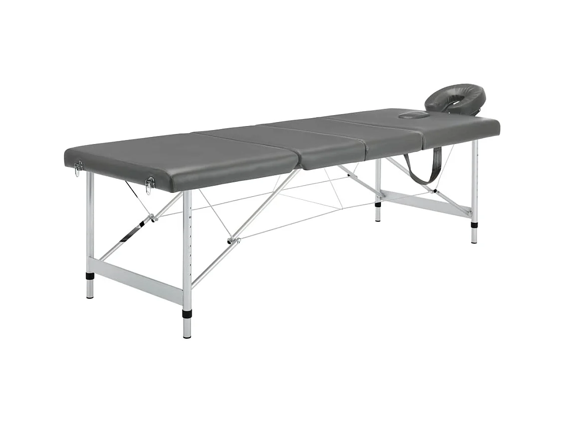 Lettino da massaggio a 4 zone struttura in acciaio inox 186 x 68 cm antracite 02_0001799