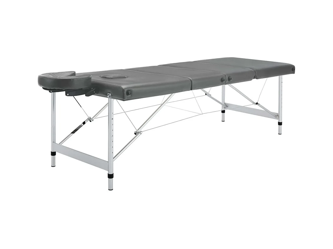 Lettino da massaggio a 4 zone struttura in acciaio inox 186 x 68 cm antracite 02_0001799