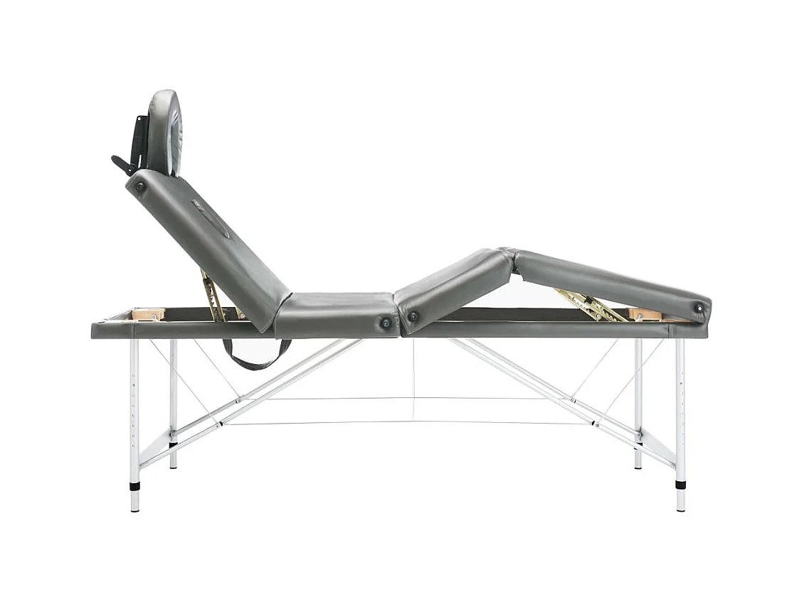 Lettino da massaggio a 4 zone struttura in acciaio inox 186 x 68 cm antracite 02_0001799