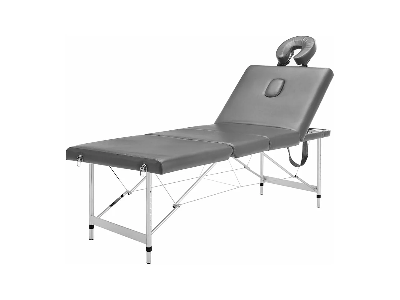 Lettino da massaggio a 4 zone struttura in acciaio inox 186 x 68 cm antracite 02_0001799