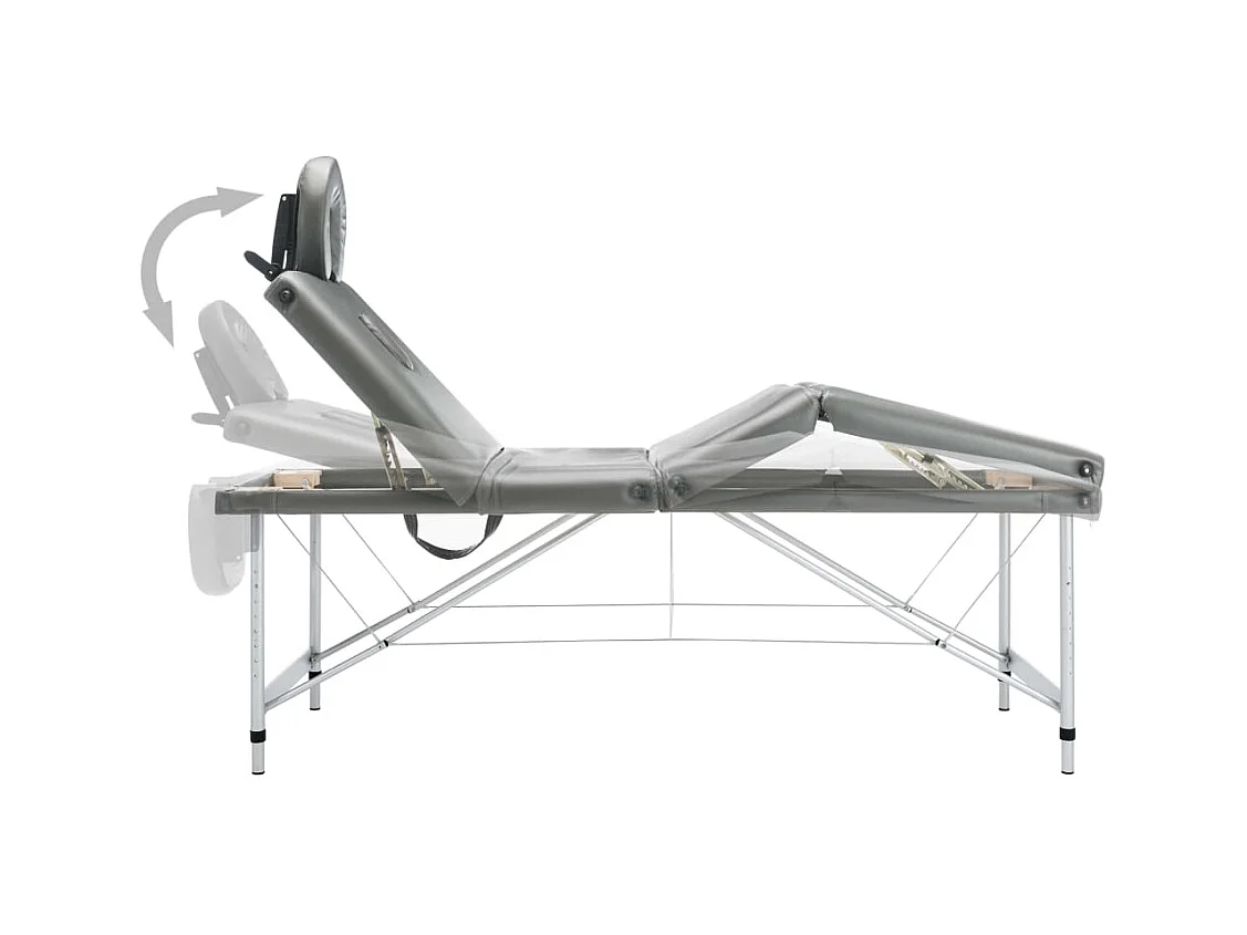 Lettino da massaggio a 4 zone struttura in acciaio inox 186 x 68 cm antracite 02_0001799