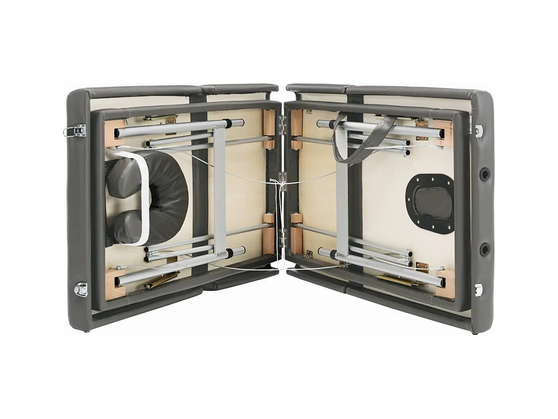 Lettino da massaggio a 4 zone struttura in acciaio inox 186 x 68 cm antracite 02_0001799