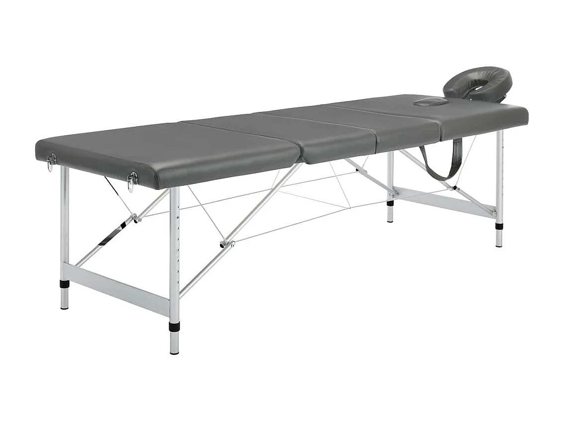 Mesa de massagem de 4 zonas com estrutura em aço inoxidável 186 x 68 cm antracite 02_0001799