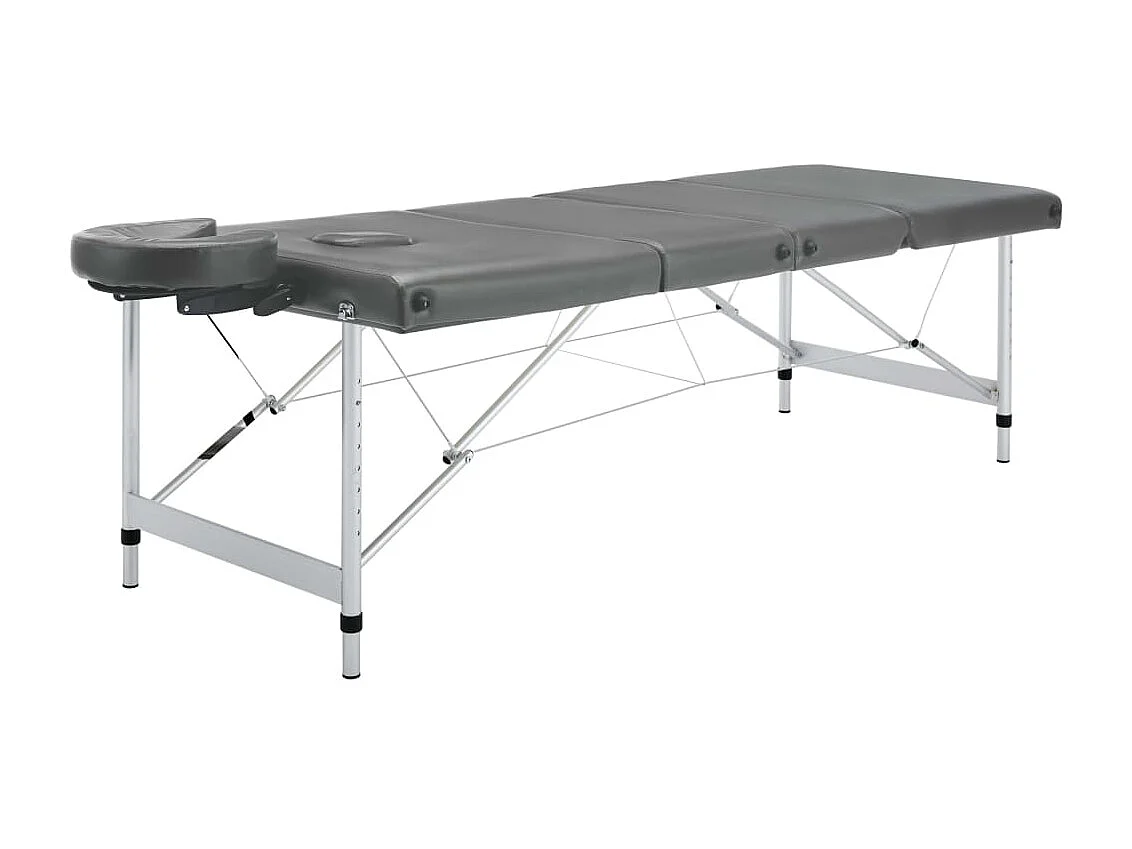 Mesa de massagem de 4 zonas com estrutura em aço inoxidável 186 x 68 cm antracite 02_0001799