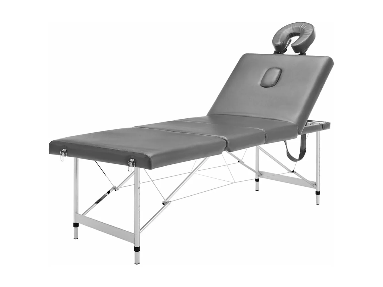 Mesa de massagem de 4 zonas com estrutura em aço inoxidável 186 x 68 cm antracite 02_0001799