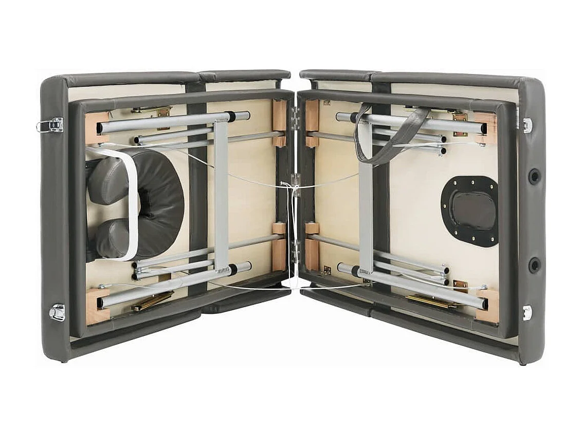 Mesa de massagem de 4 zonas com estrutura em aço inoxidável 186 x 68 cm antracite 02_0001799