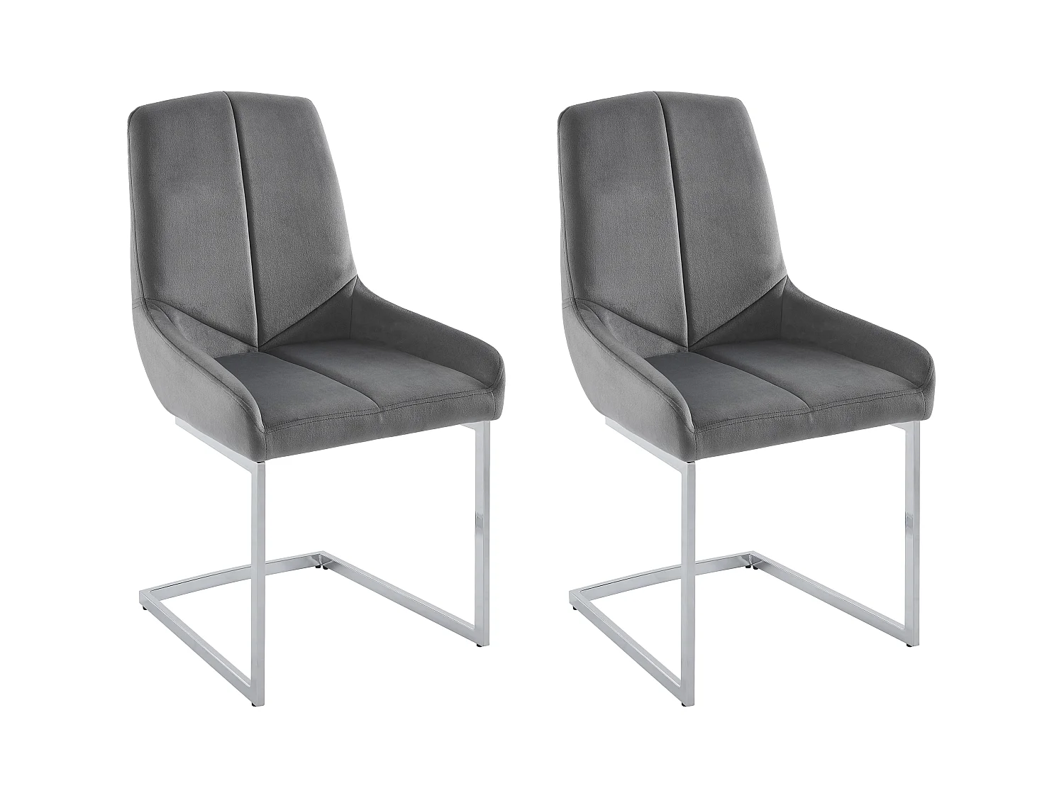 Zestaw 2 krzeseł z weluru i metalu - Szary - BERLONA