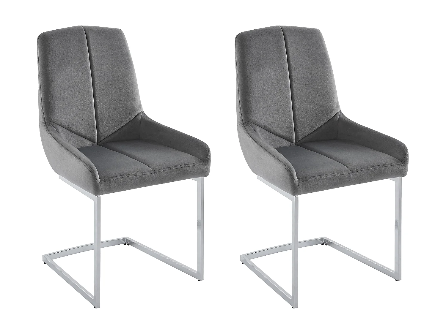 Lot de 2 chaises en velours et métal - Gris - BERLONA