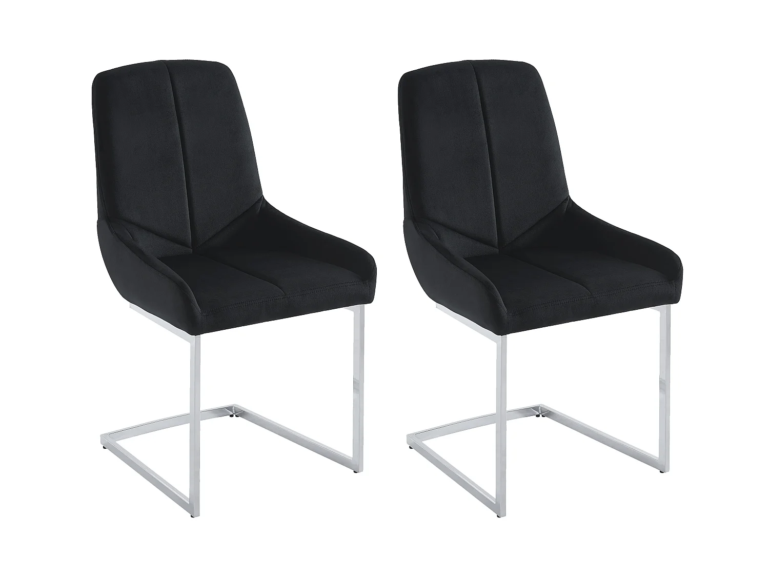 Lot de 2 chaises en velours et métal - Noir - BERLONA
