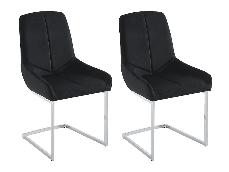 Lot de 2 chaises en velours et métal - Noir - BERLONA