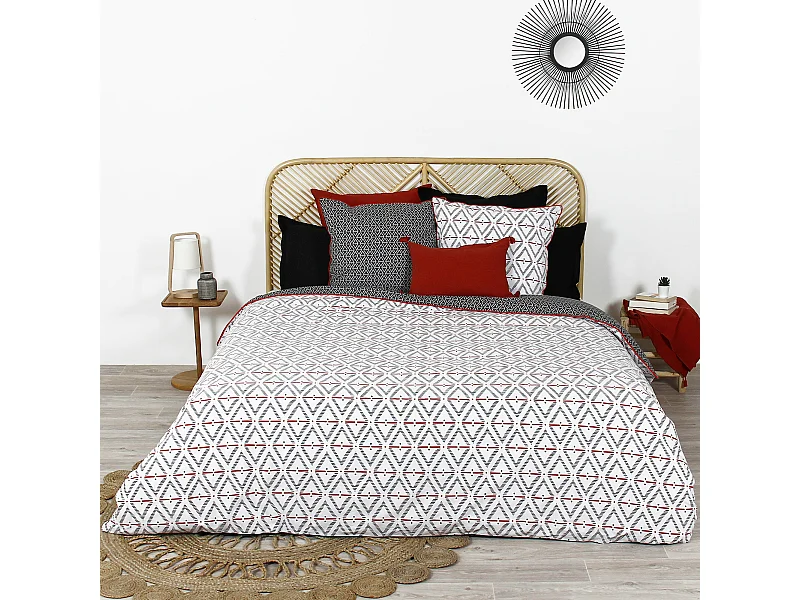 Parure de lit 260x240 cm coton BENGAL Rouge