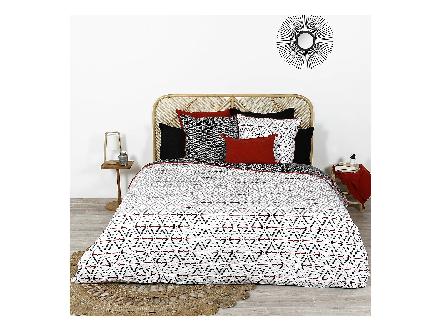 Parure de lit 260x240 cm coton BENGAL Rouge