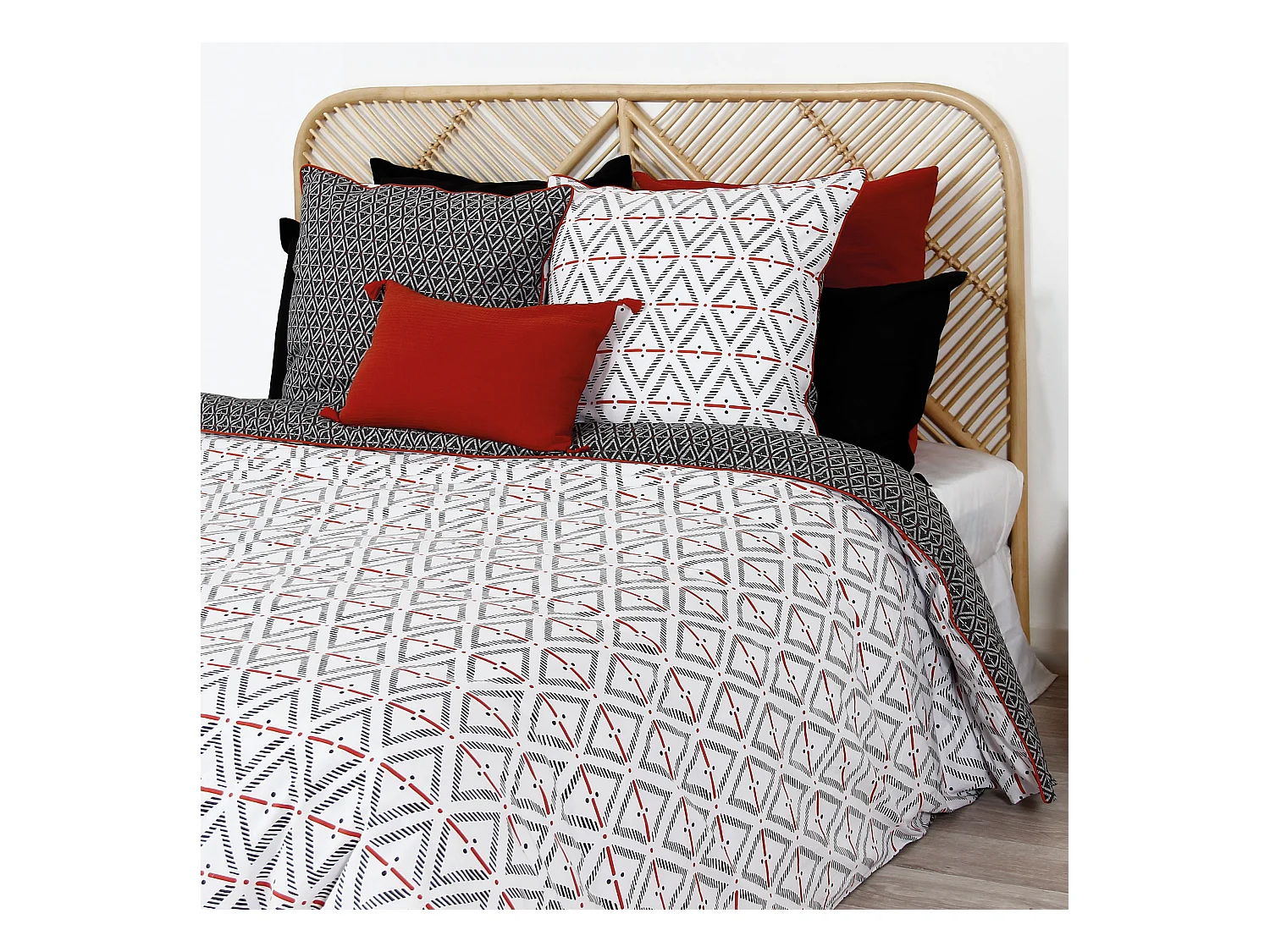 Parure de lit 260x240 cm coton BENGAL Rouge