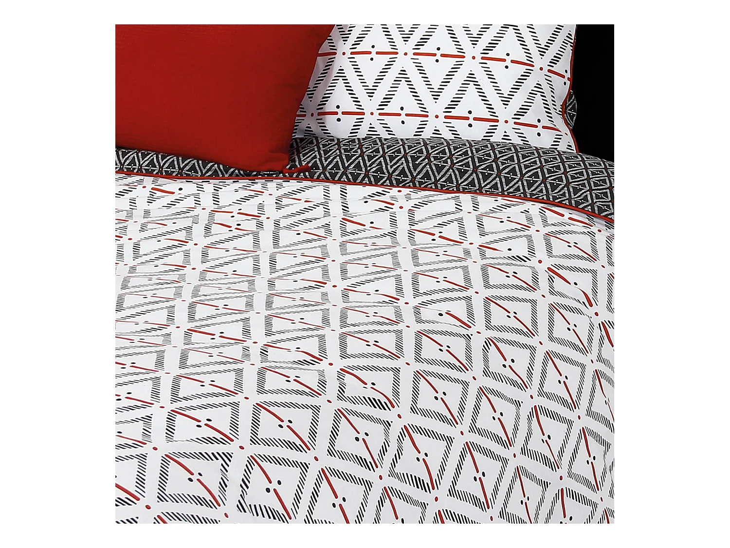 Parure de lit 260x240 cm coton BENGAL Rouge