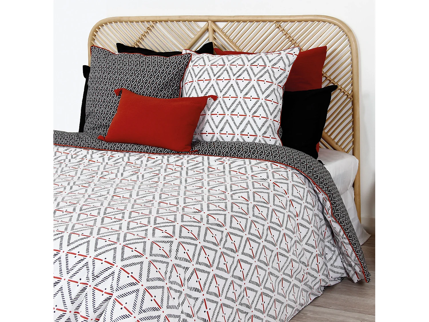 Parure de lit 260x240 cm coton BENGAL Rouge