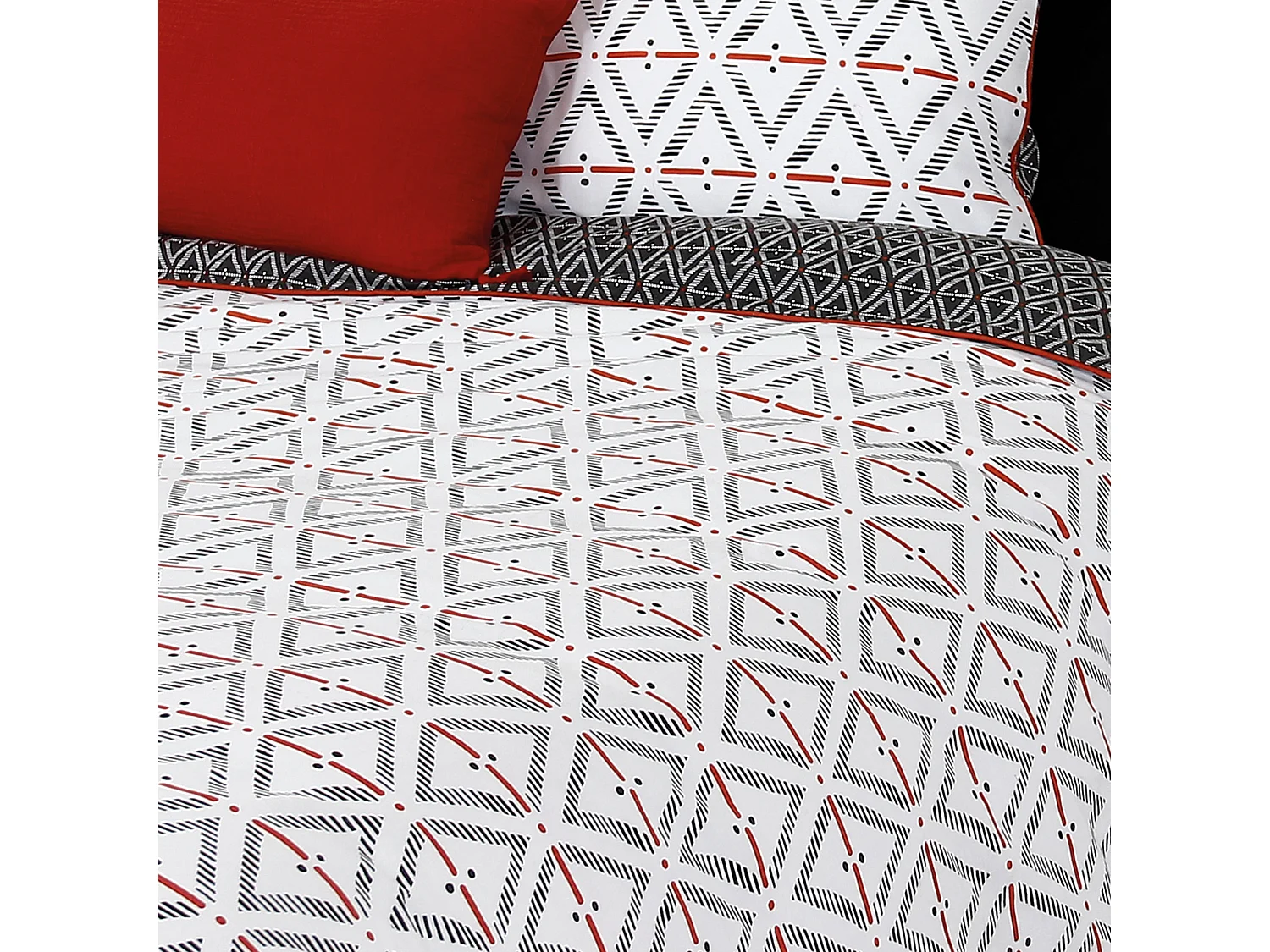 Parure de lit 260x240 cm coton BENGAL Rouge