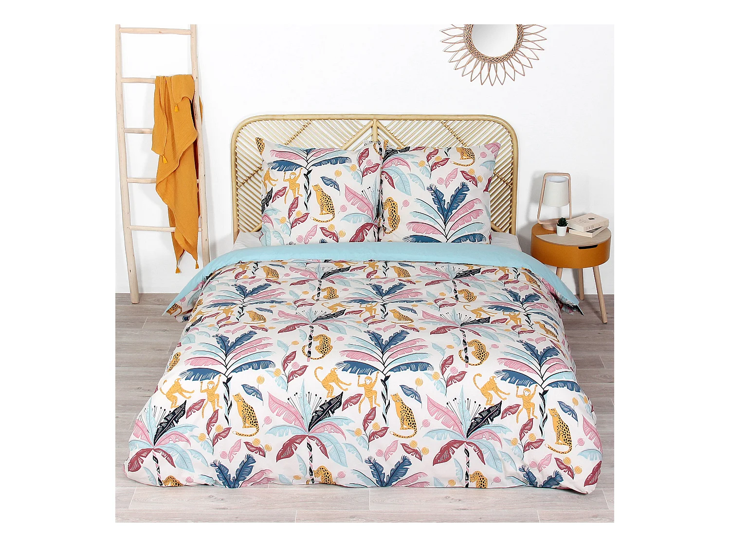 Parure de lit 260x240 cm coton OUISTITI Rose