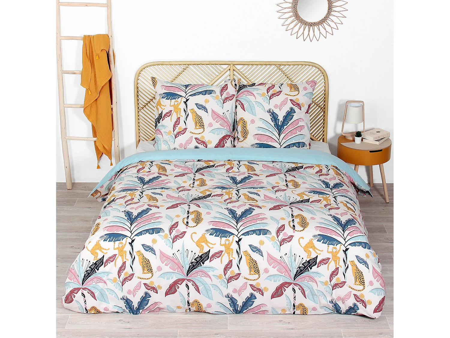 Parure de lit 260x240 cm coton OUISTITI Rose