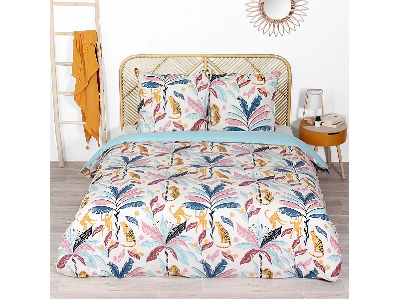 Parure de lit 260x240 cm coton OUISTITI Rose