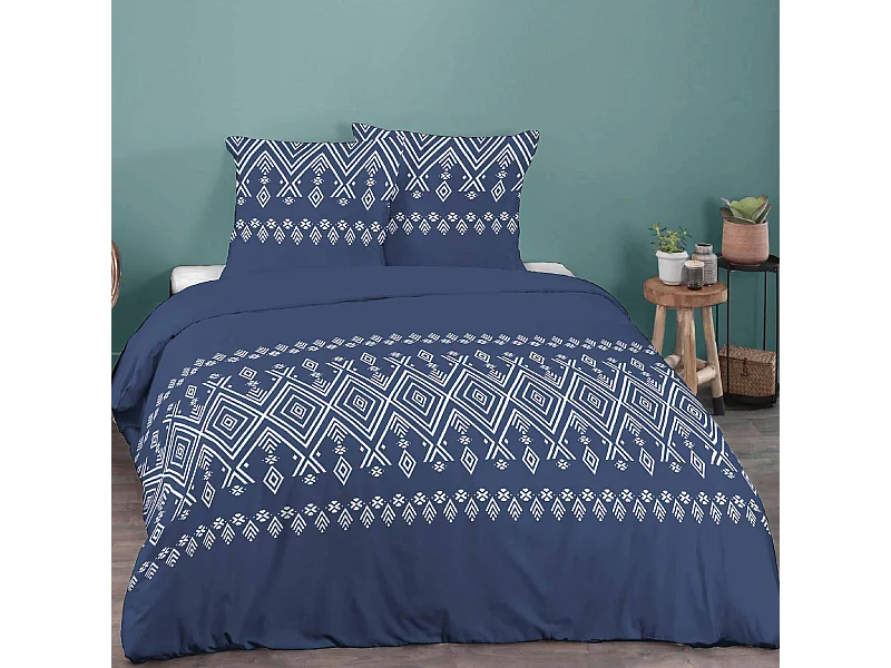 Parure de lit 240x220 cm coton NORDA Bleu
