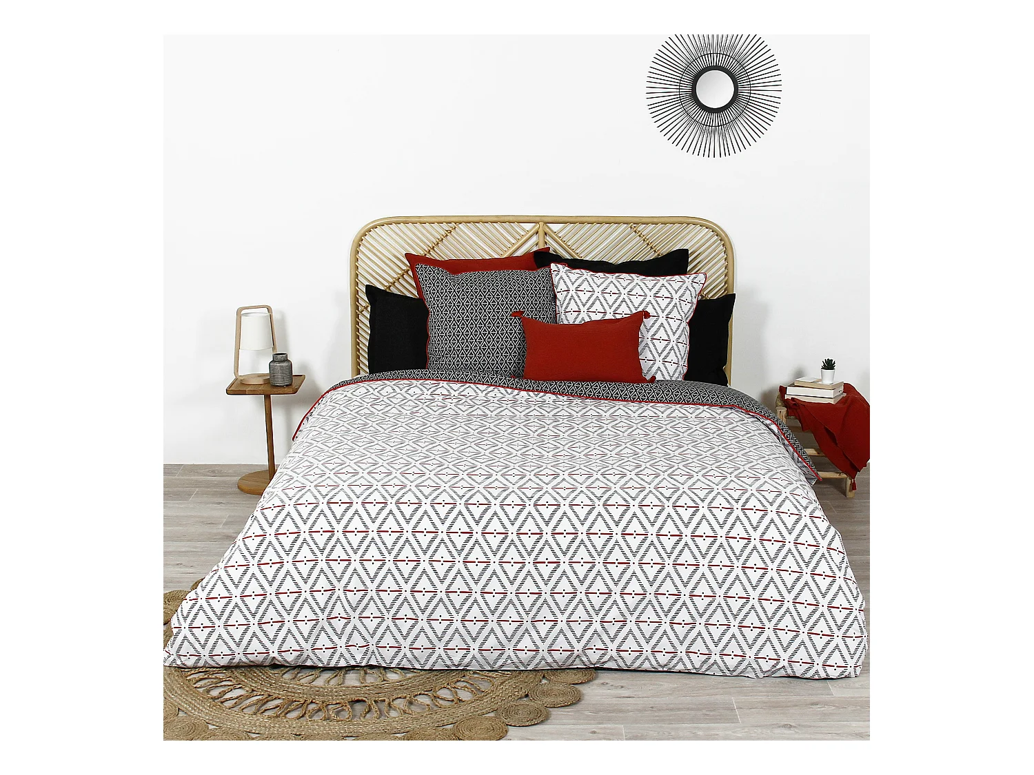 Parure de lit 240x220 cm coton BENGAL Rouge