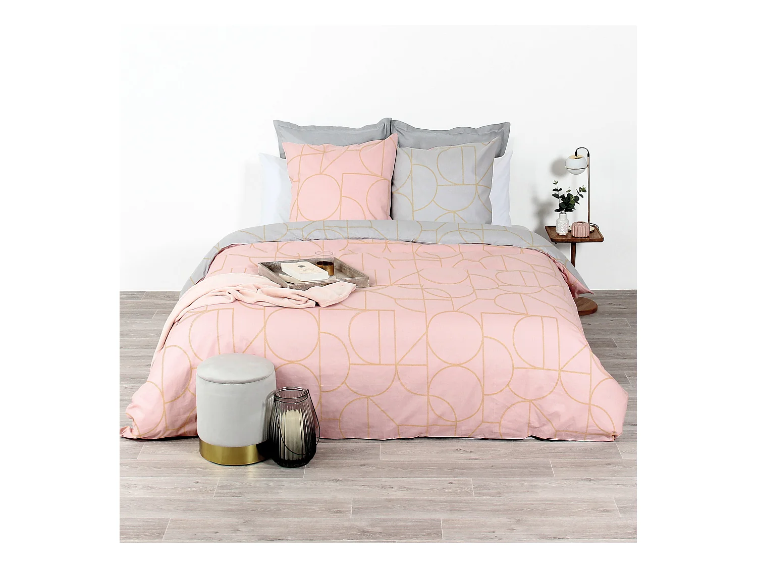 Parure de lit 240x220 cm coton GALI Rose