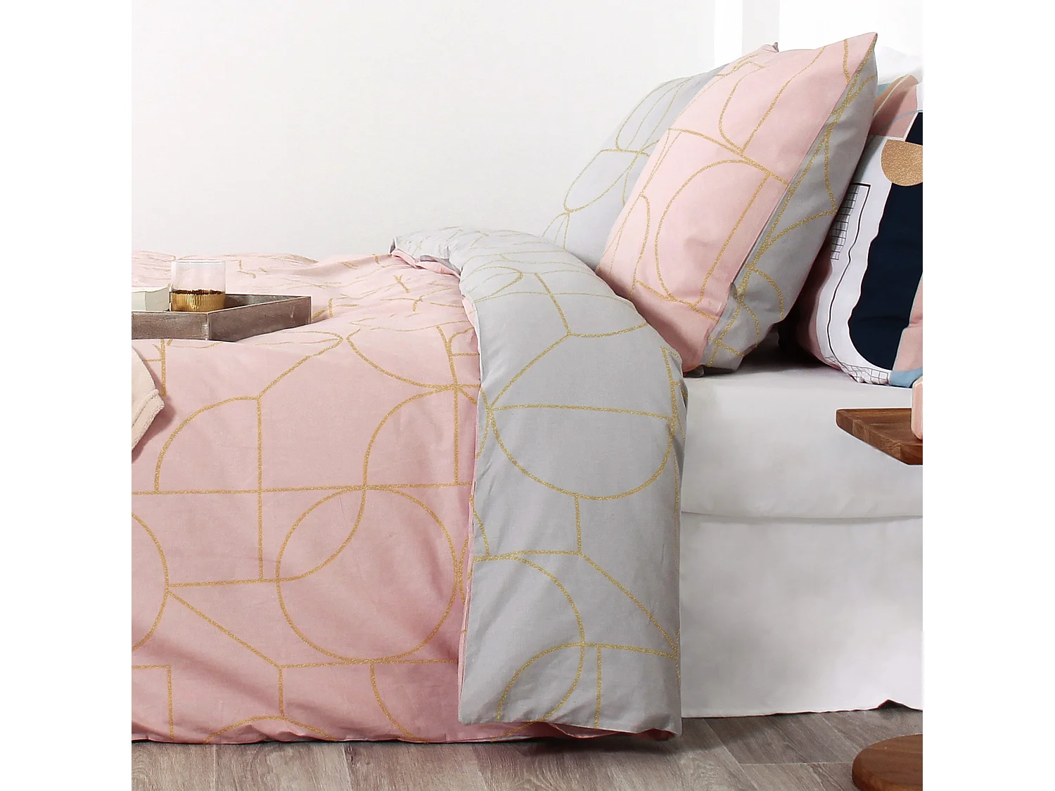 Parure de lit 240x220 cm coton GALI Rose