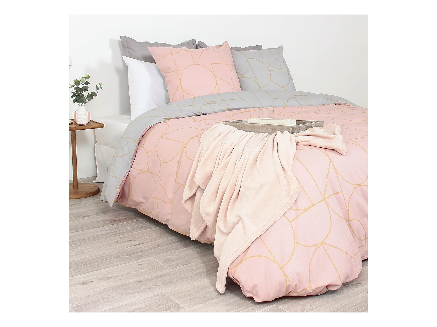 Parure de lit 260x240 cm coton GALI Rose