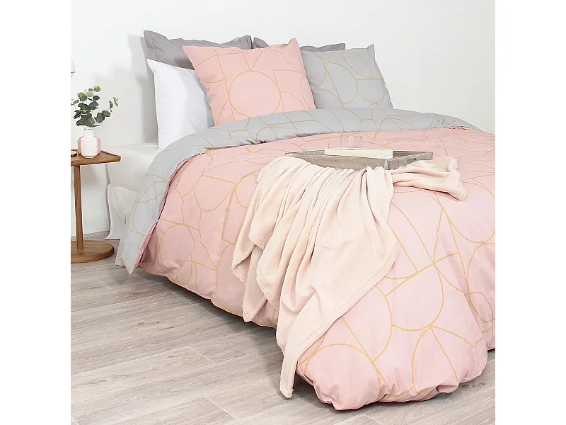 Parure de lit 260x240 cm coton GALI Rose